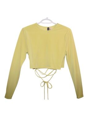 H&M Yellow Lace-Up Back Long Sleeve Crop Top